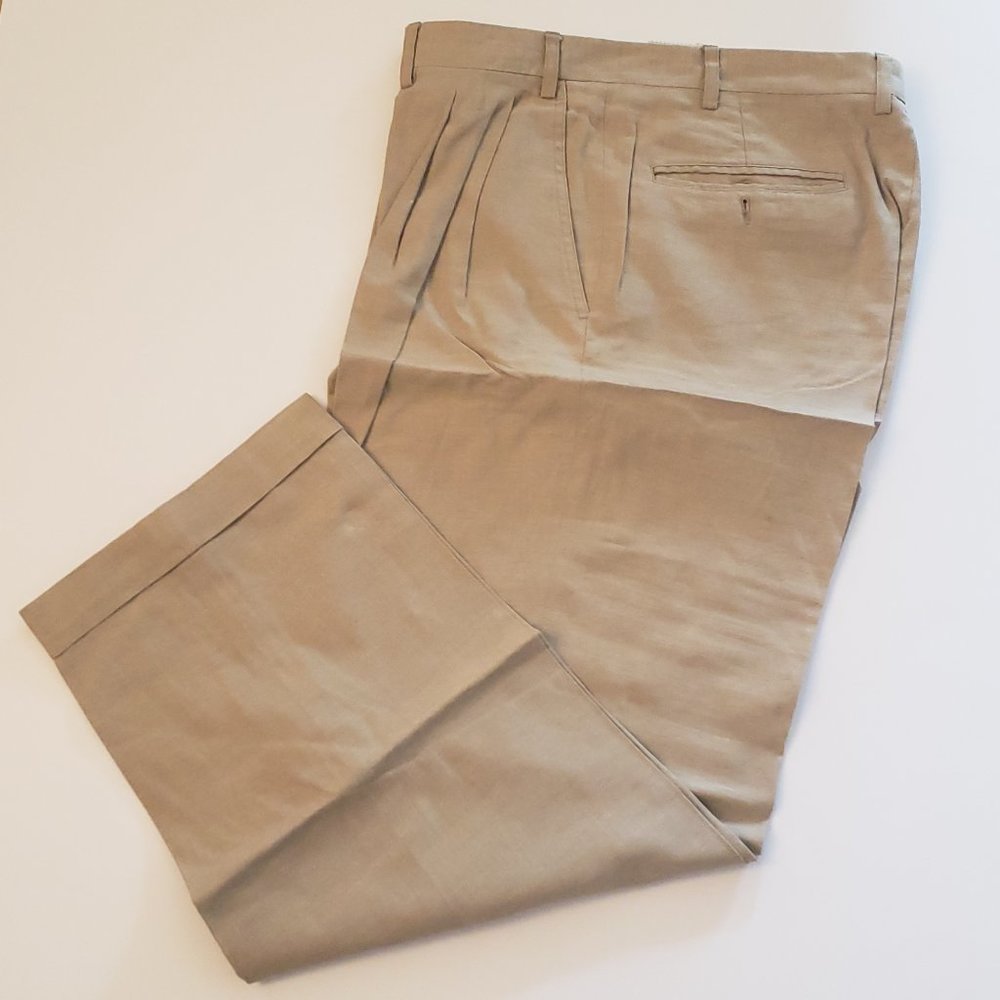 Canali Sport Brand Linen Slacks, khaki, 36W
